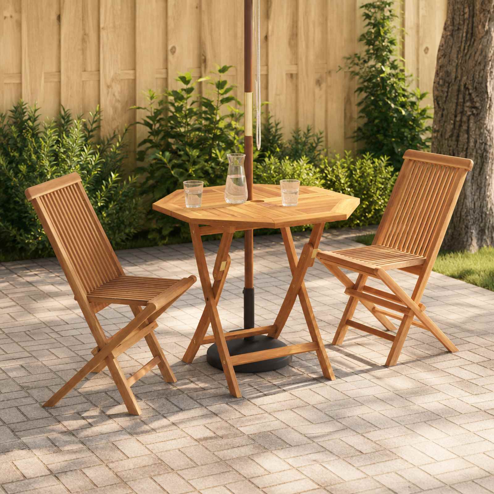 vidaXL 3-teiliges klappbares Garten Bistro Set Natur Massivholz Teak