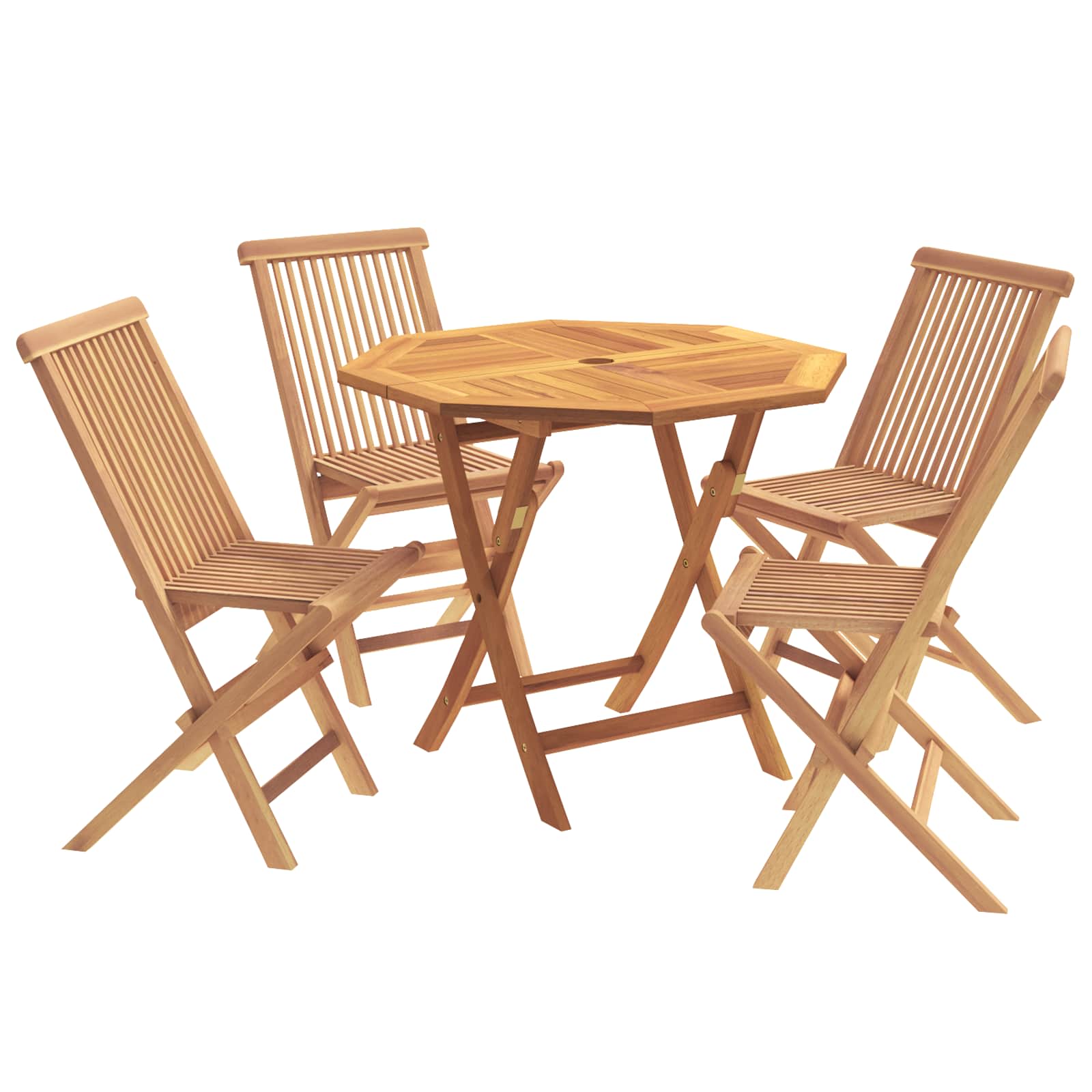 5-delige inklapbare tuinbistroset Naturel Massief Teakhout image 2