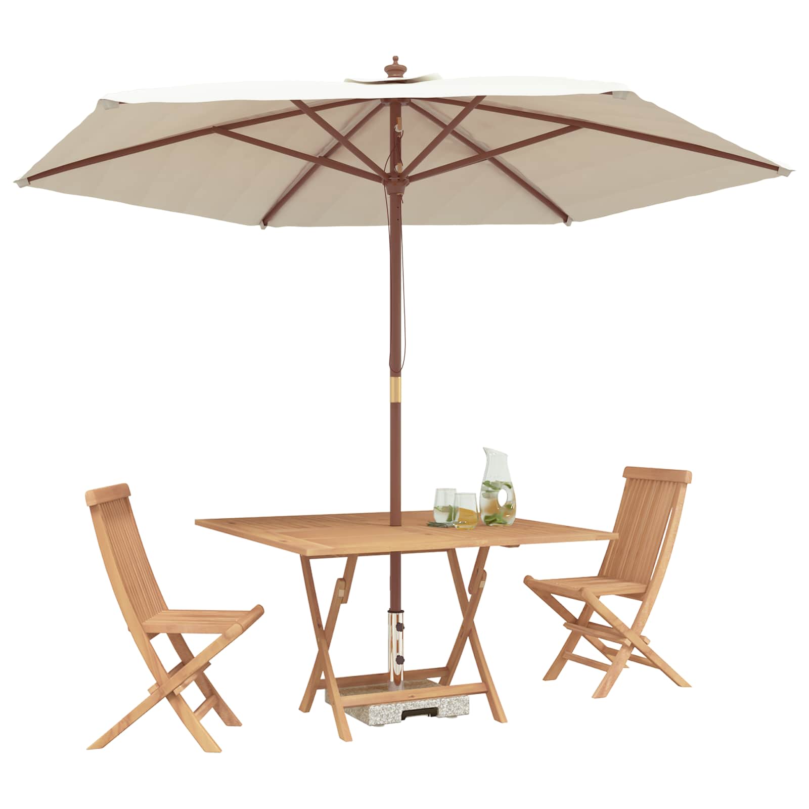 Zahradní bistro set 3 pcs Hnědá Masivní teakové dřevo - obrázek 3