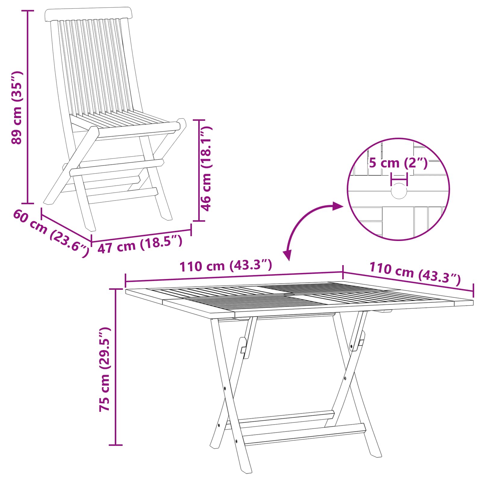 Zahradní bistro set 3 pcs Hnědá Masivní teakové dřevo - obrázek 10
