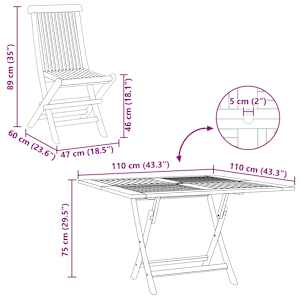 Zahradní bistro set 3 pcs Hnědá Masivní teakové dřevo - obrázek 10