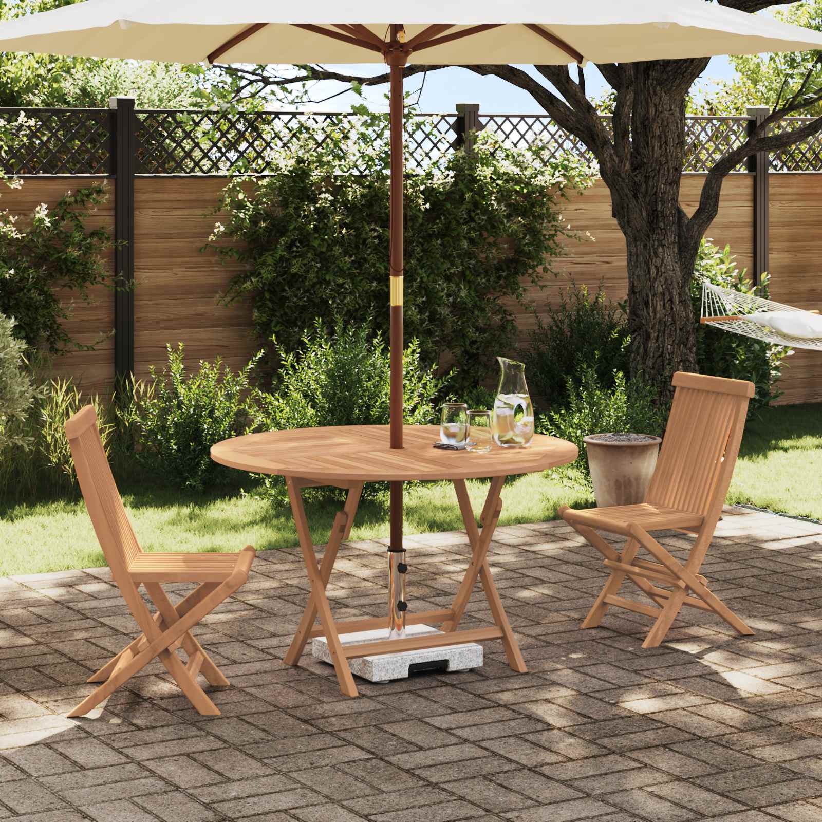 vidaXL Set Bistro de Grădină 3 pcs natural Lemn solid de tec