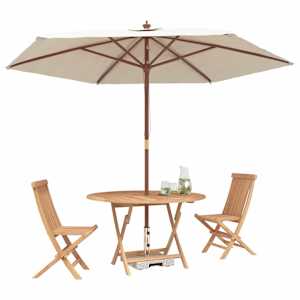 Zahradní bistro set 3 pcs Přírodní Pevné teakové dřevo - obrázek 3