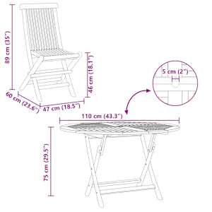 Zahradní bistro set 3 pcs Přírodní Pevné teakové dřevo - obrázek 10