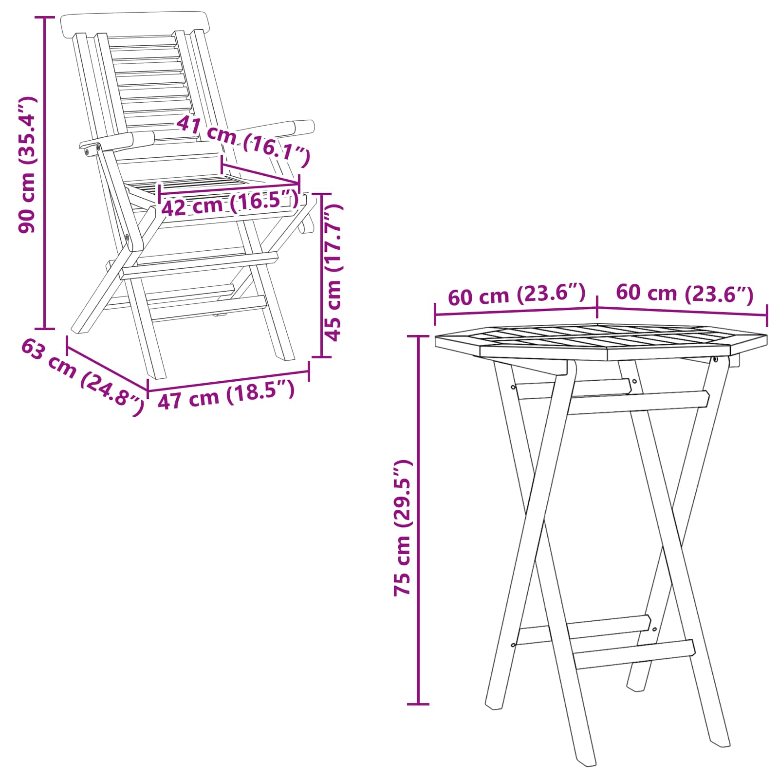 vidaXL Gartenset 3 stk. Braun Massivholz Teak – Bild 10
