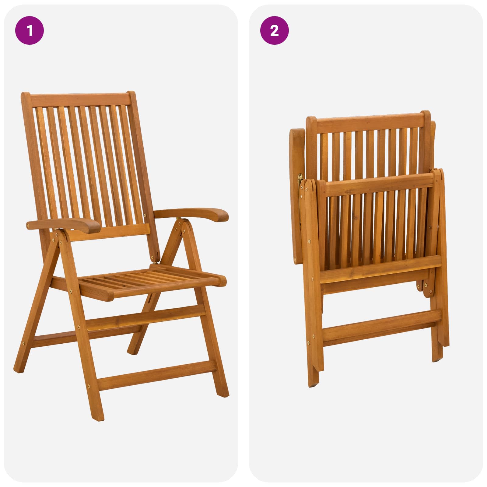 Recliner Tuinstoelen 4 st Naturel Massief Acaciahout image 7