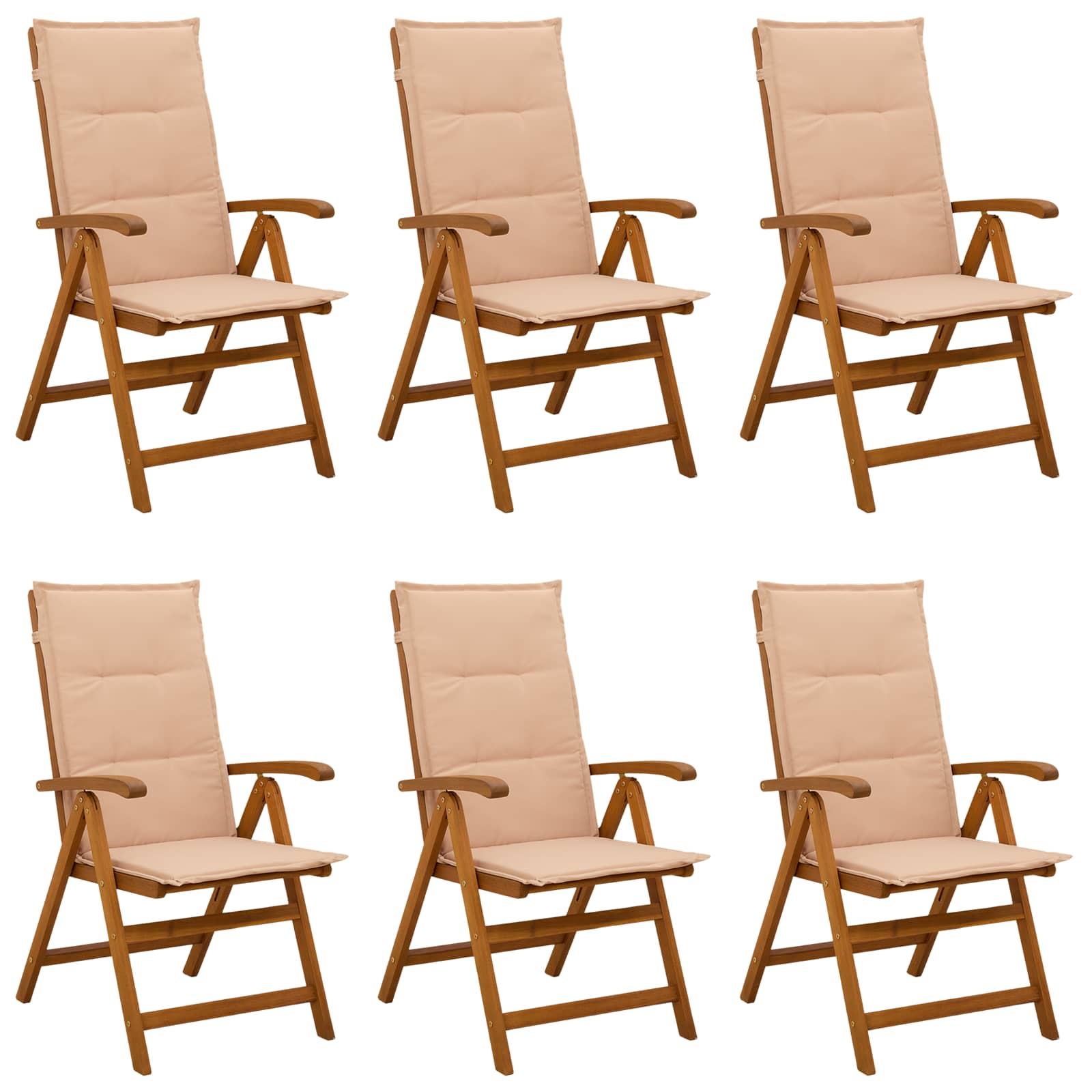 Recliner Tuinstoelen 6 st Naturel Massief Acaciahout image 1
