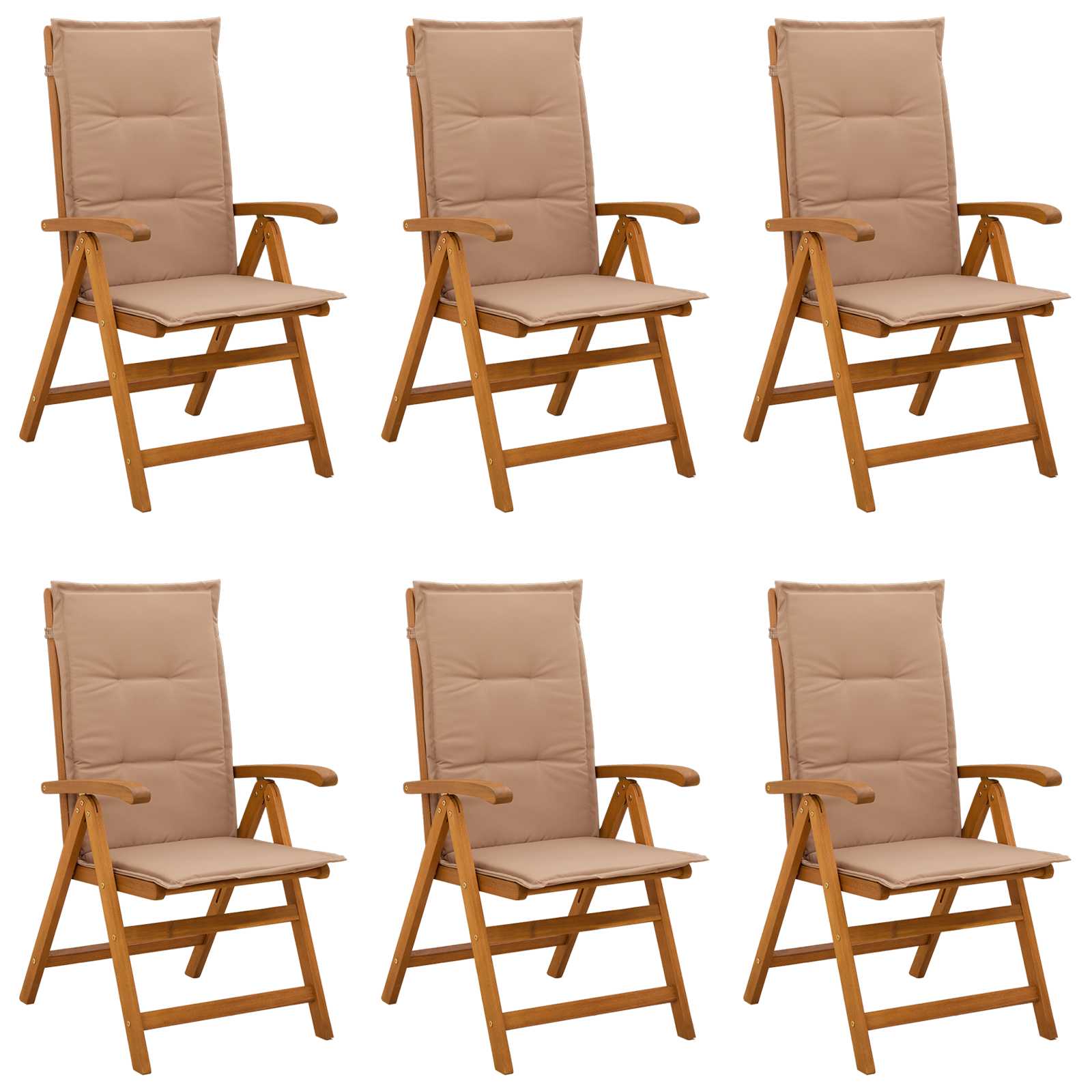 Recliner Tuinstoelen 6 st Naturel Massief Acaciahout image 1