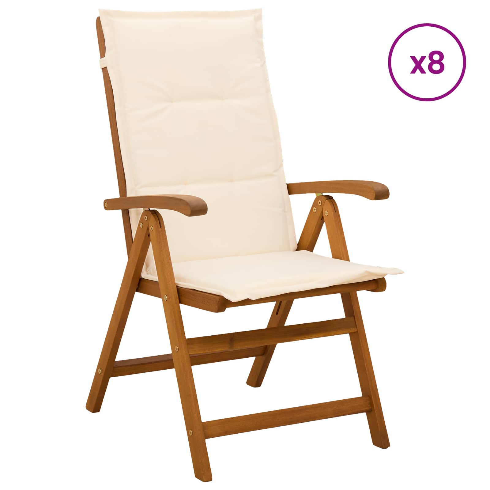 Recliner Tuinstoelen 8 st Naturel Massief Acaciahout image 1