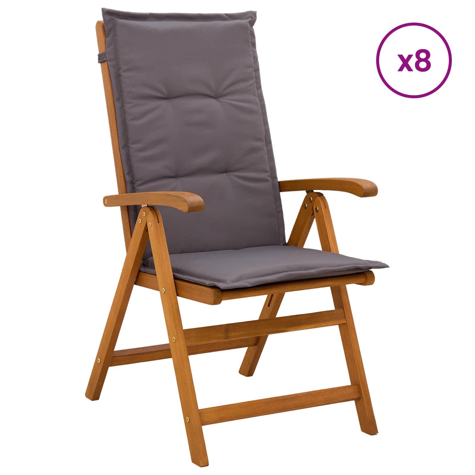Recliner Tuinstoelen 8 st Naturel Massief Acaciahout image 1