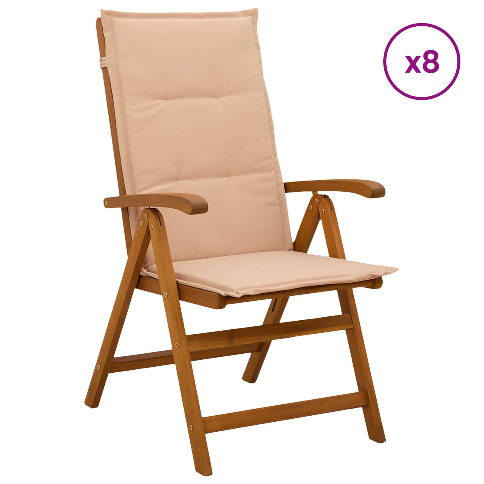 Recliner Tuinstoelen 8 st Naturel Massief Acaciahout image 1