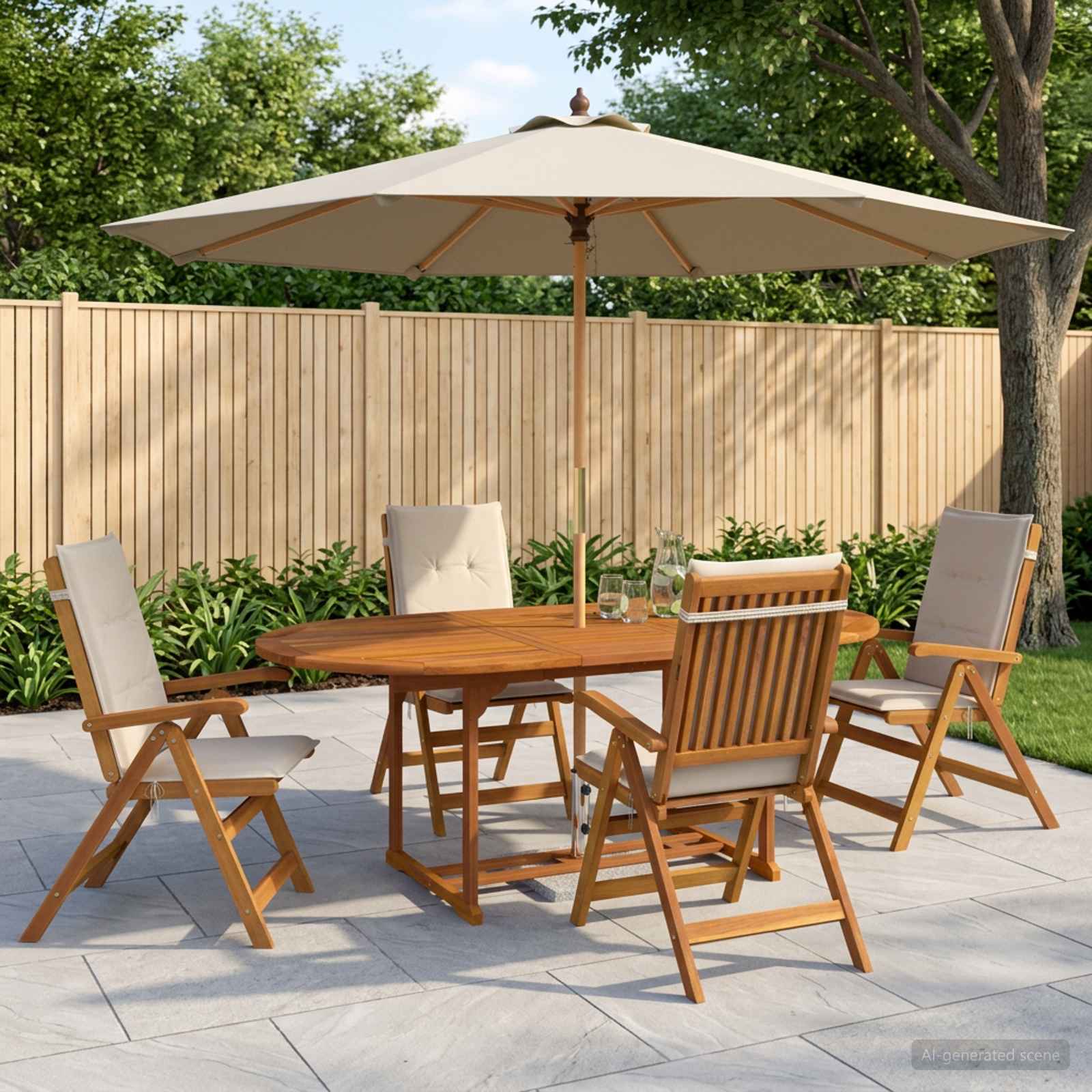 5-delige tuin eetset Naturel Massief Acaciahout image 1