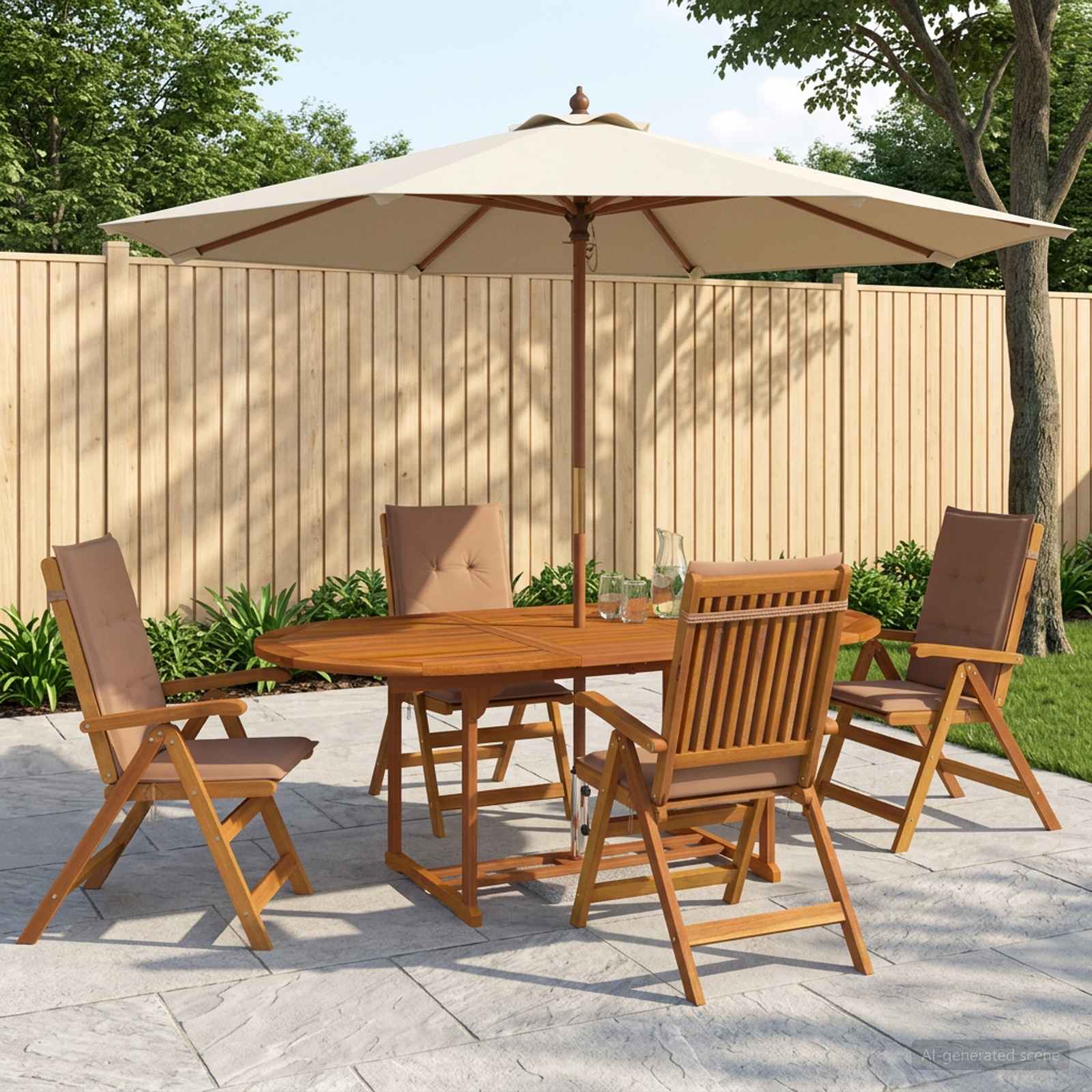 5-delige tuin eetset Naturel Massief Acaciahout image 1