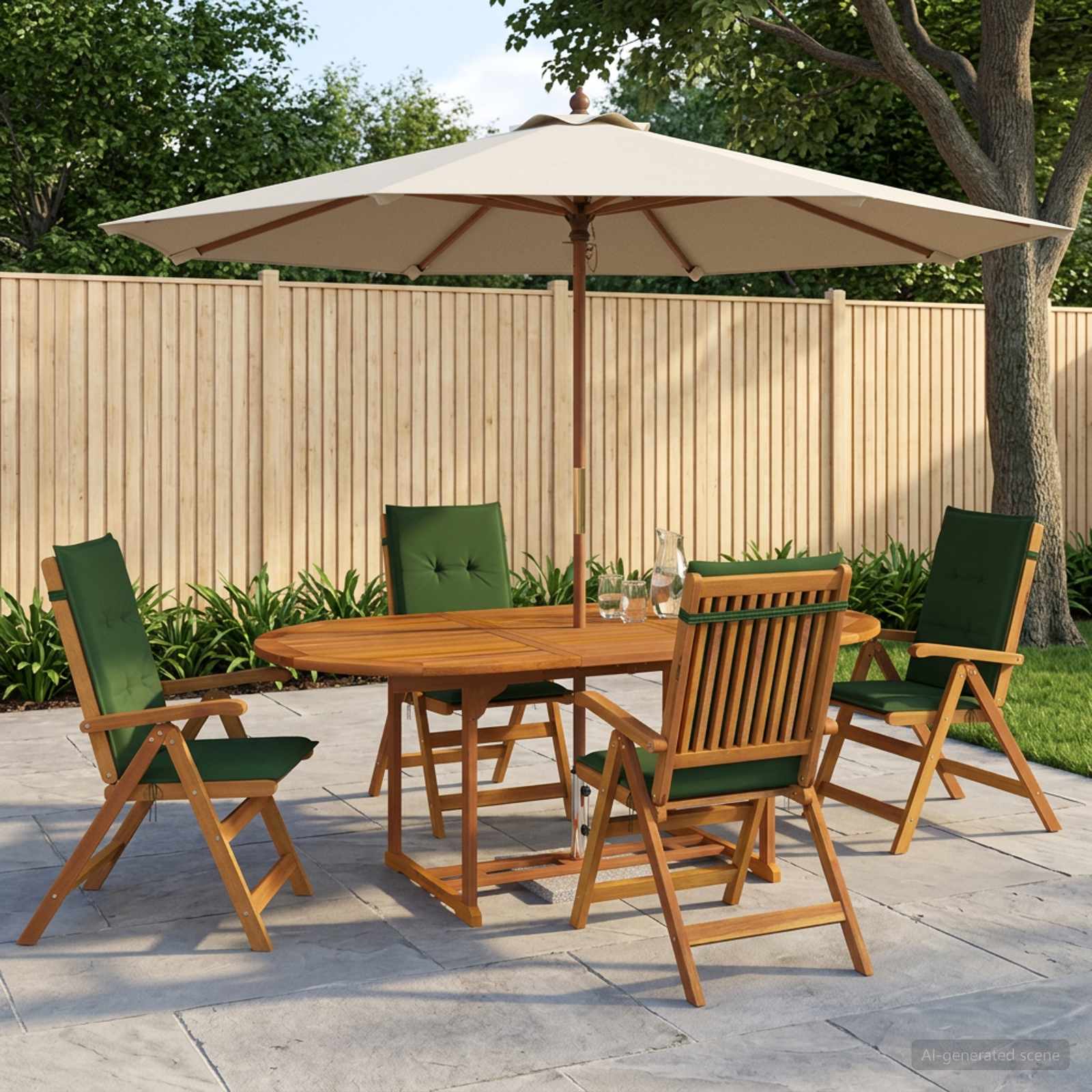 5-delige tuin eetset Naturel Massief Acaciahout image 1