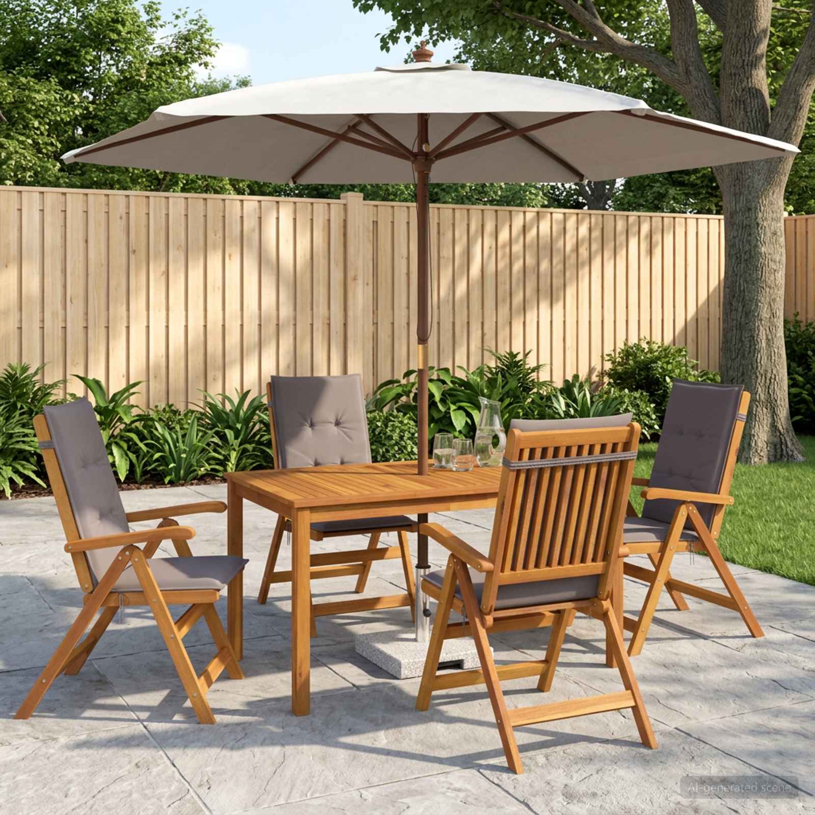 5-delige tuin eetset Naturel Massief Acaciahout image 1
