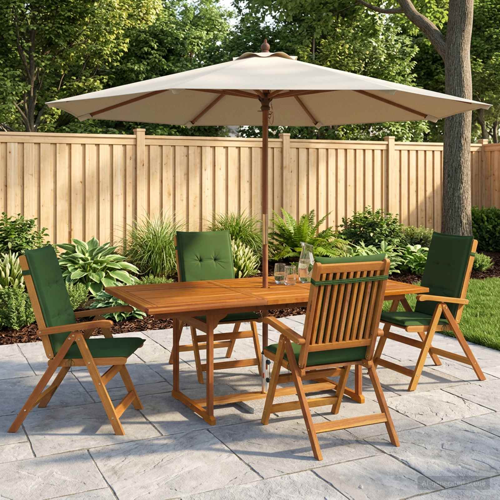 5-delige tuin eetset Naturel Massief Acaciahout image 1