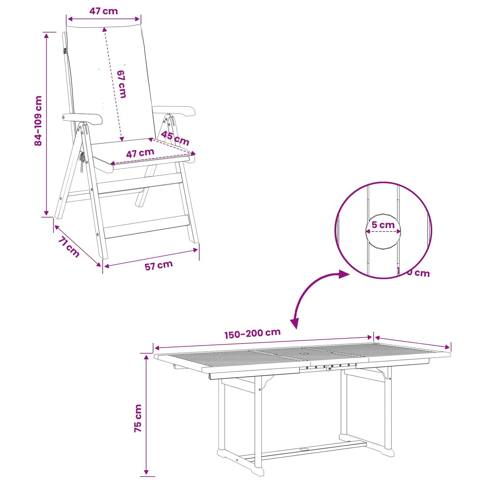 7-delige tuineethoek Naturel Massief Acaciahout image 11
