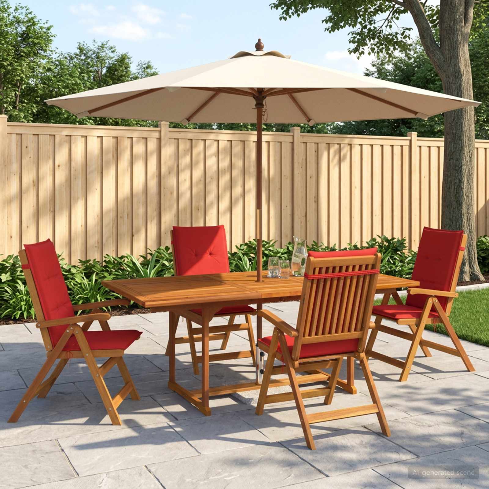 5-delige tuin eetset Naturel Massief Acaciahout image 1