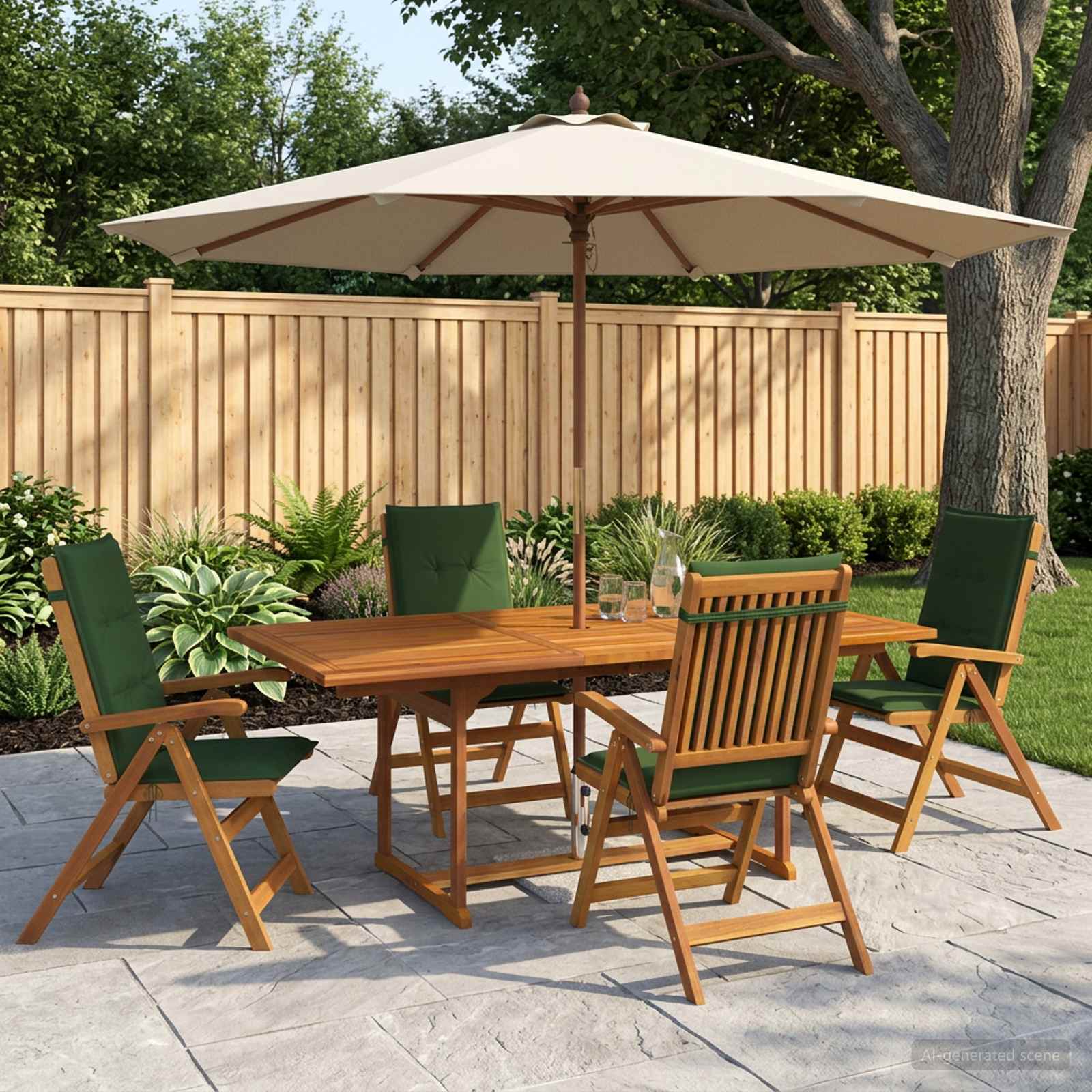 5-delige tuin eetset Naturel Massief Acaciahout image 1