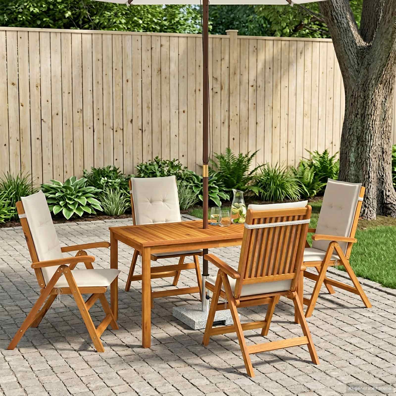 5-Piece Garden Dining Set Натурално Солидно акациево дърво