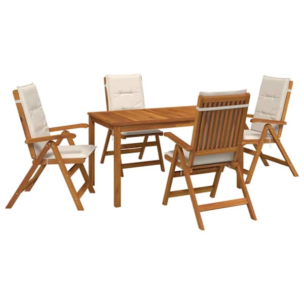 vidaXL 5-Piece Garden Dining Set Naturaalne Tugev akatsiapuu