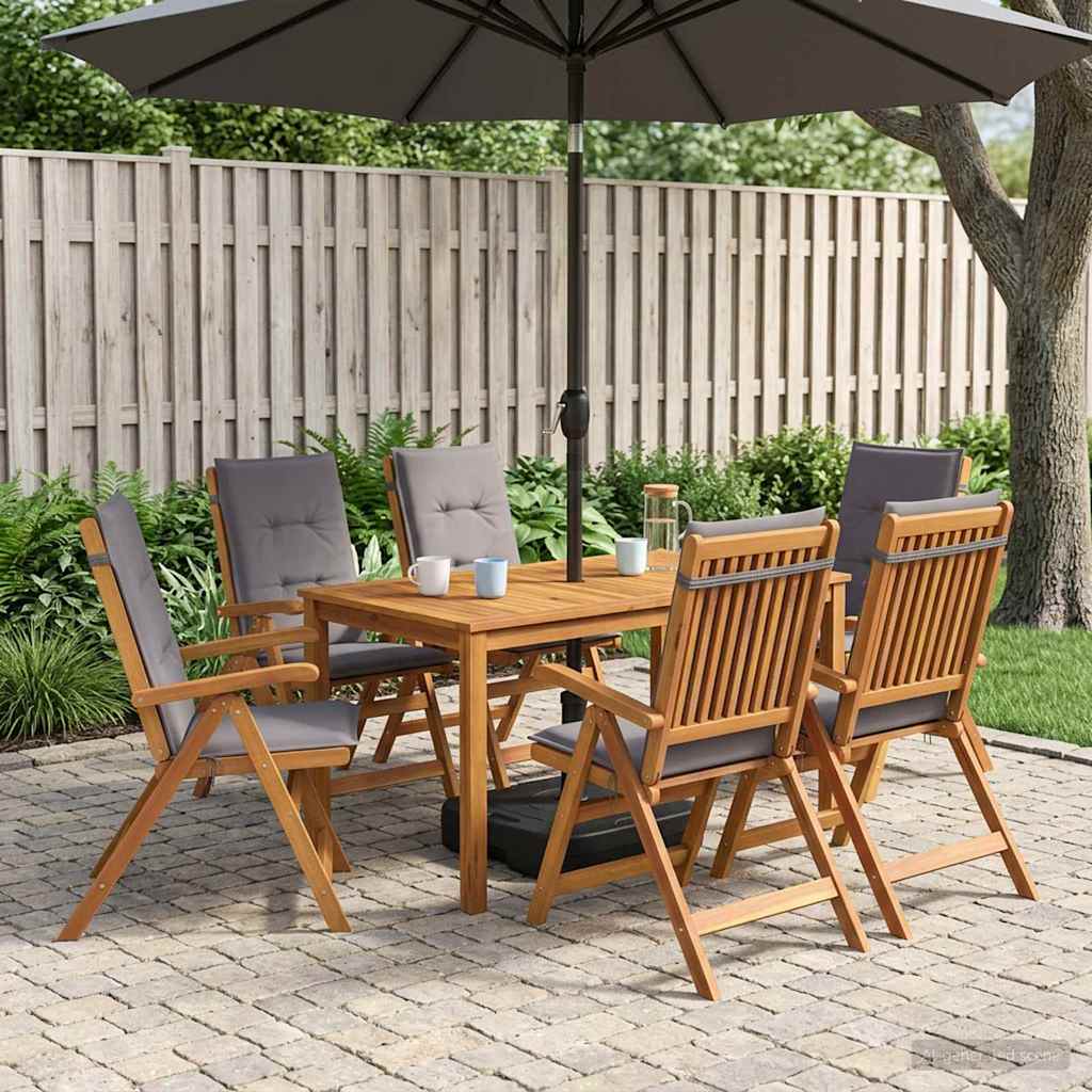 7-Piece Garden Dining Set Naturel Massief Acaciahout image 1