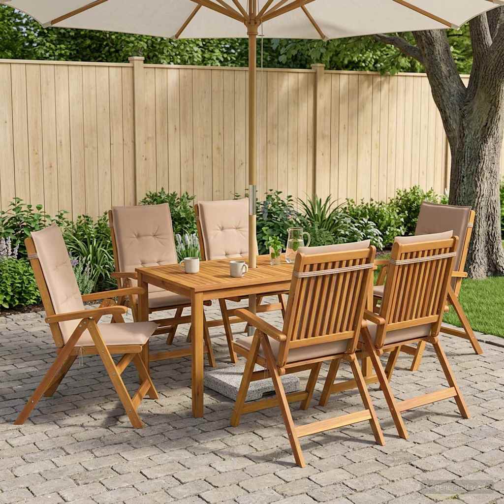 7-Piece Garden Dining Set Naturel Massief Acaciahout image 1