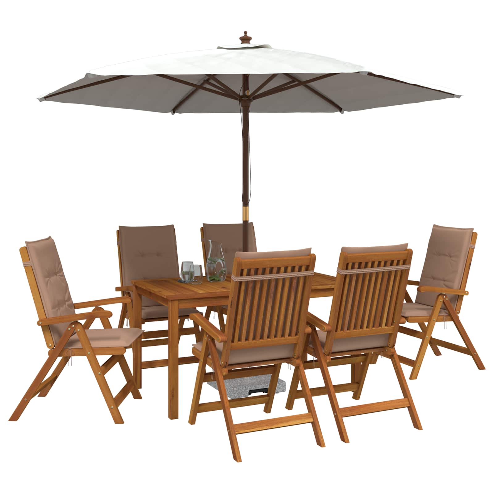 7-Piece Garden Dining Set Naturel Massief Acaciahout image 3