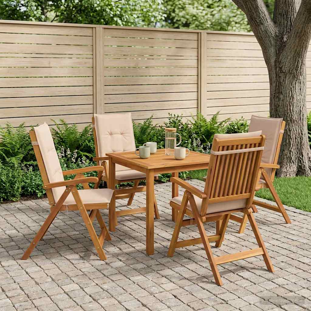 5-delige tuin eetset Naturel Massief Acaciahout image 1