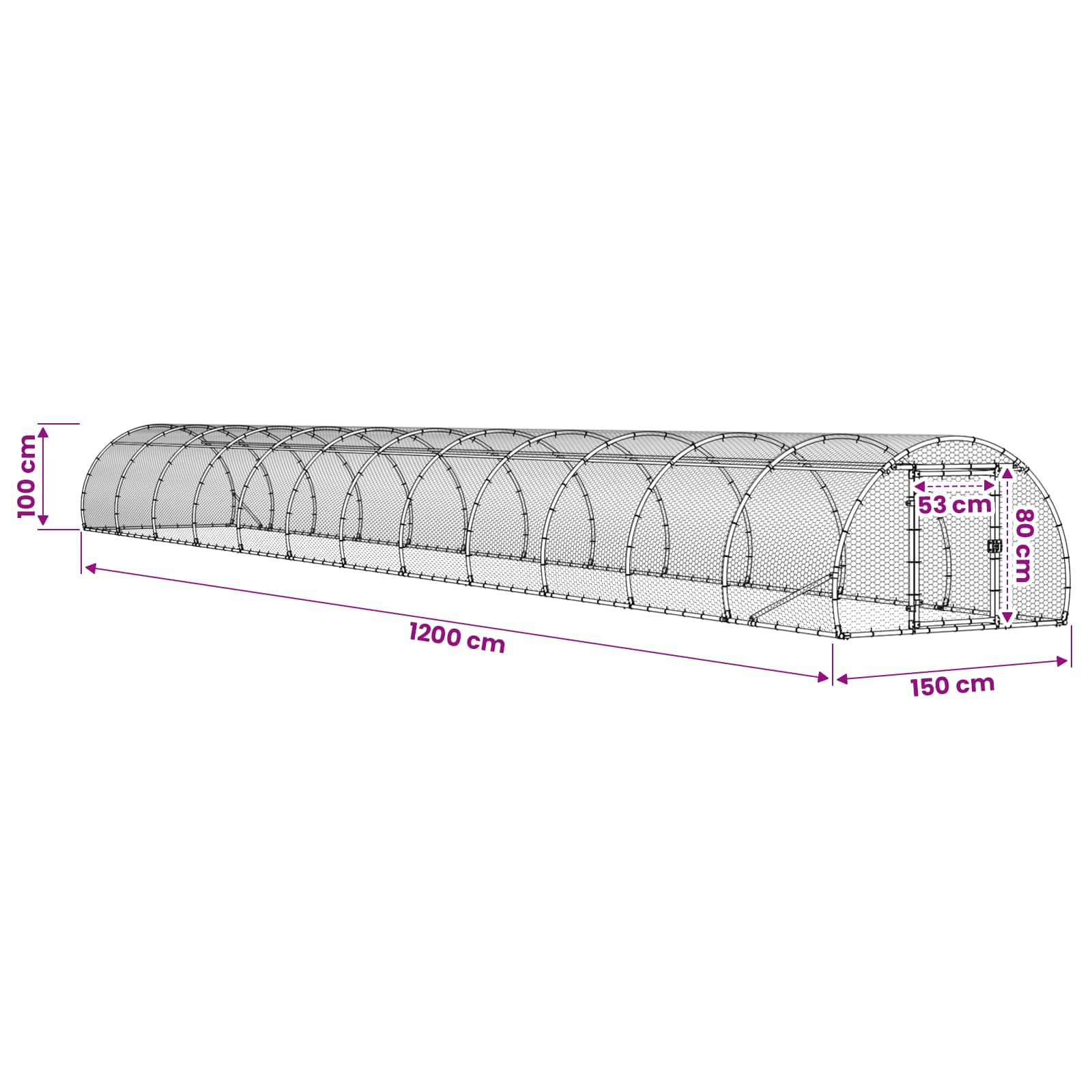 Kippenhok zilver 1200 x 150 x 100 cm Gegalvaniseerd staal image 9