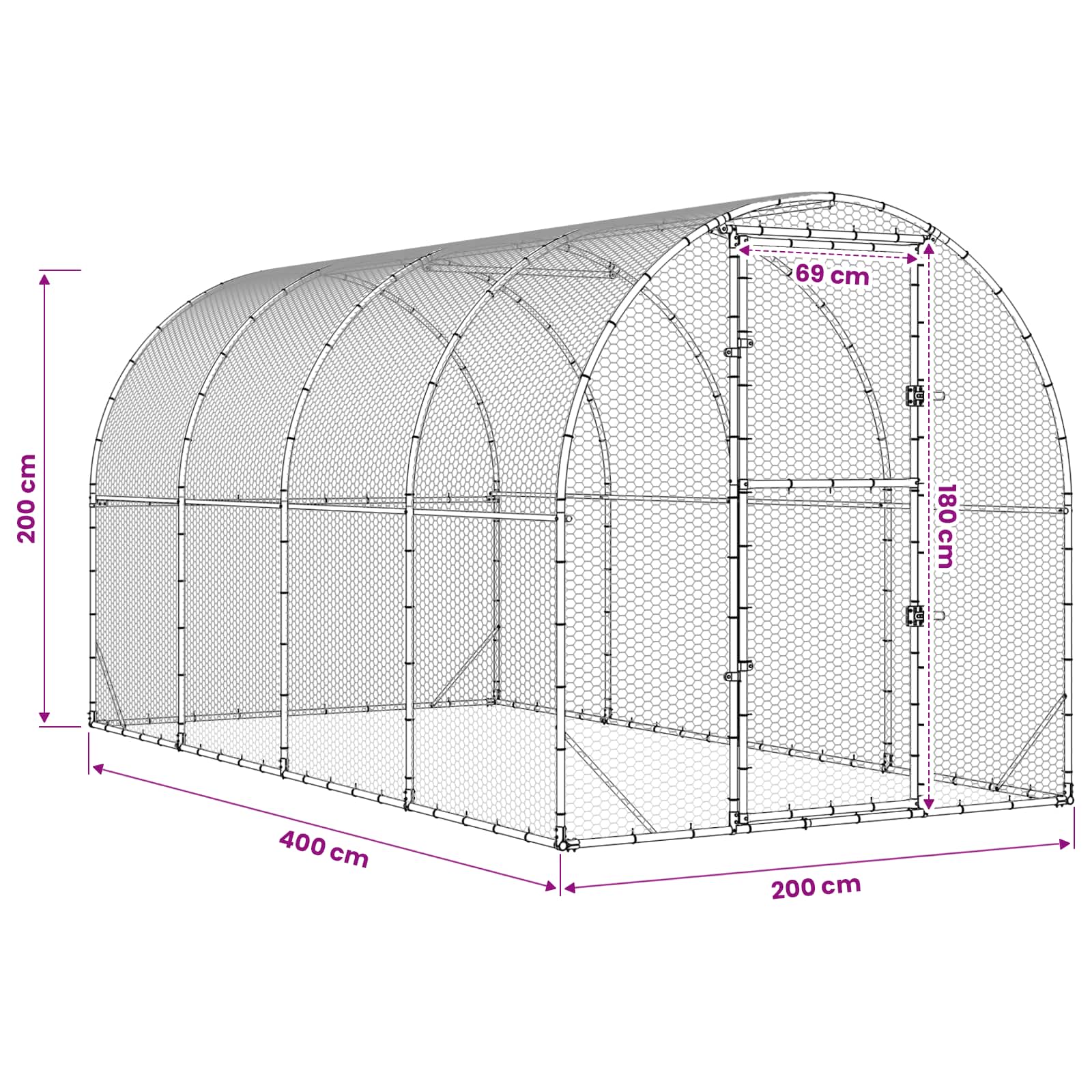 Kippenhok zilver 400 x 200 x 200 cm Gegalvaniseerd staal image 8