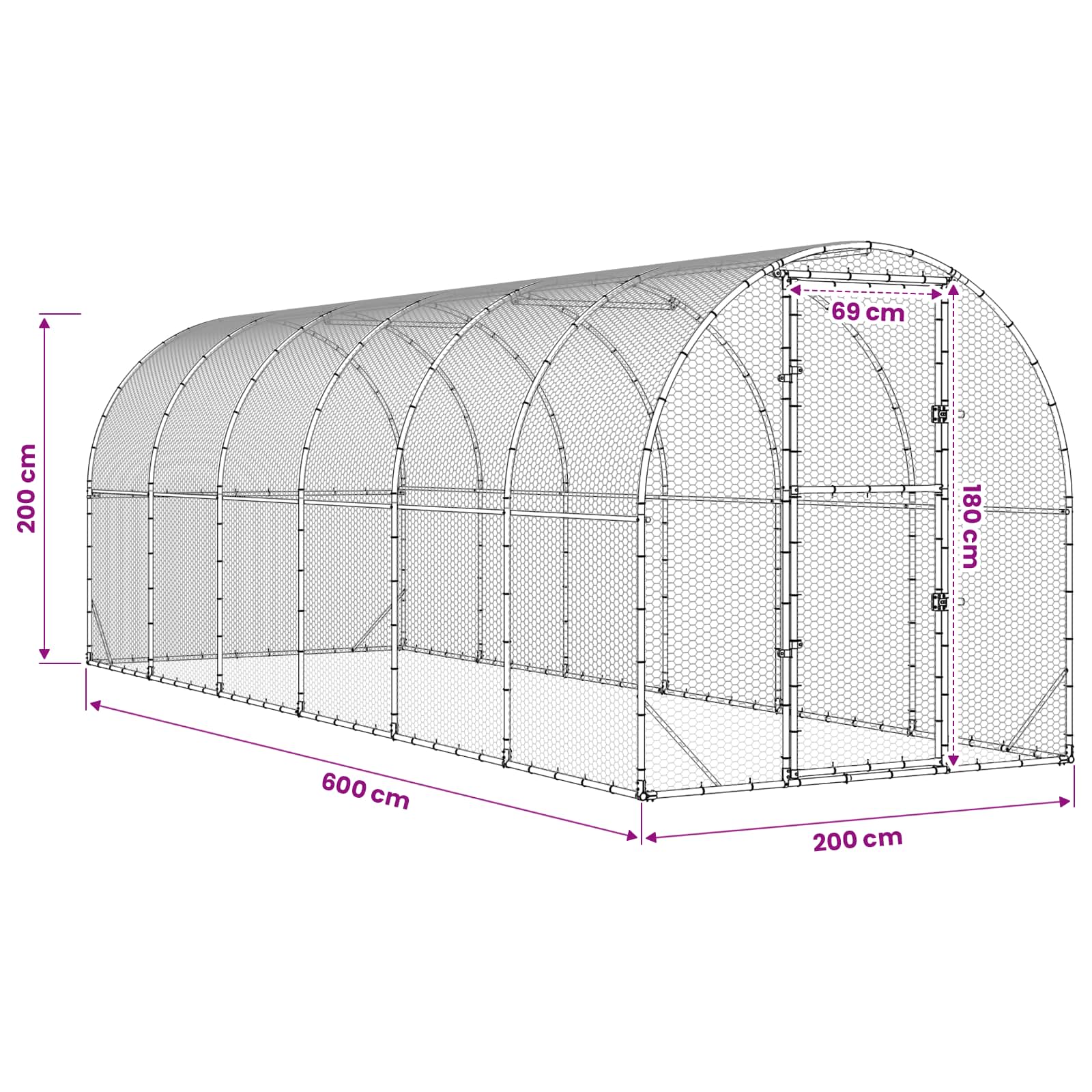 Kippenhok zilver 600 x 200 x 200 cm Gegalvaniseerd staal image 8
