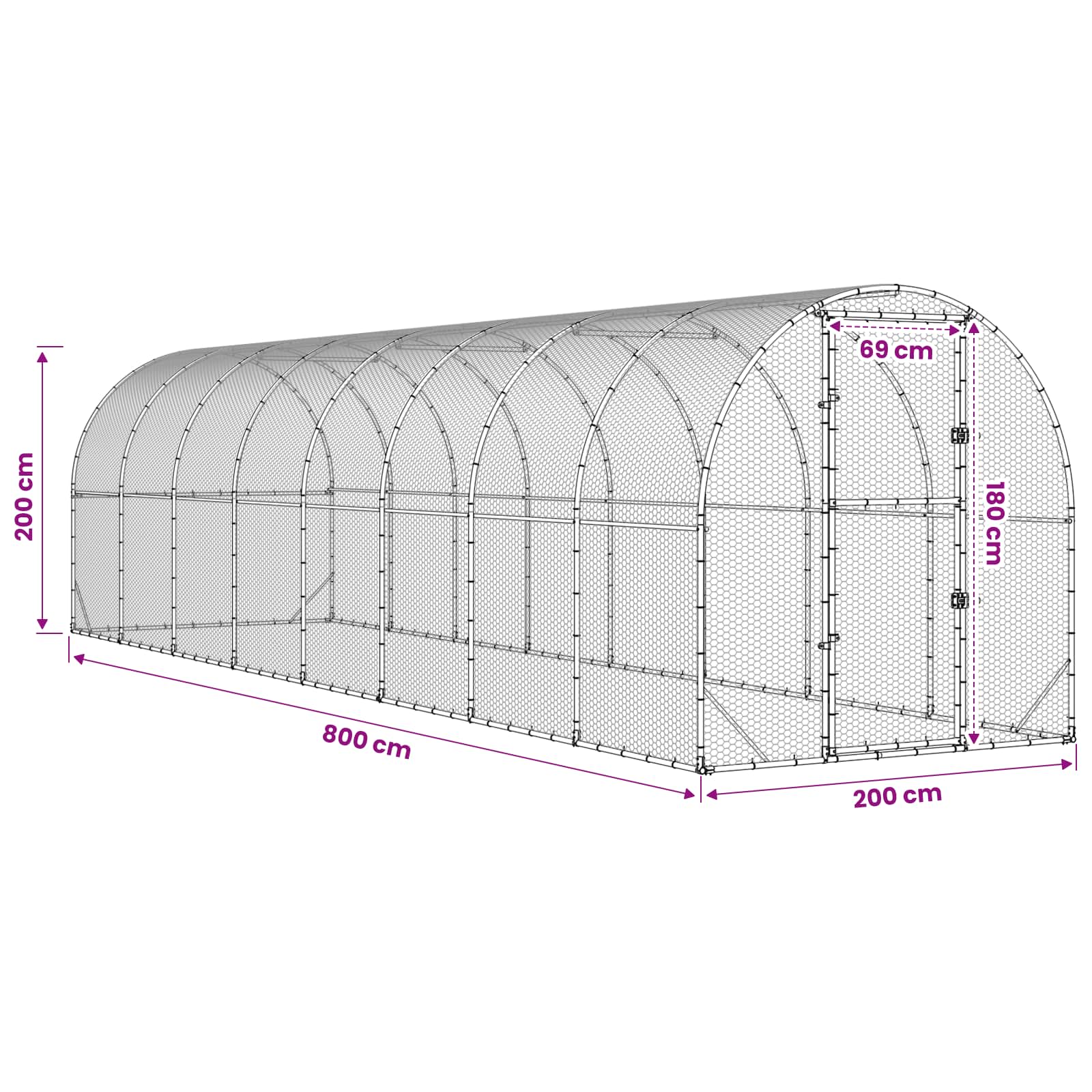 Kippenhok zilver 800 x 200 x 200 cm Gegalvaniseerd staal image 8