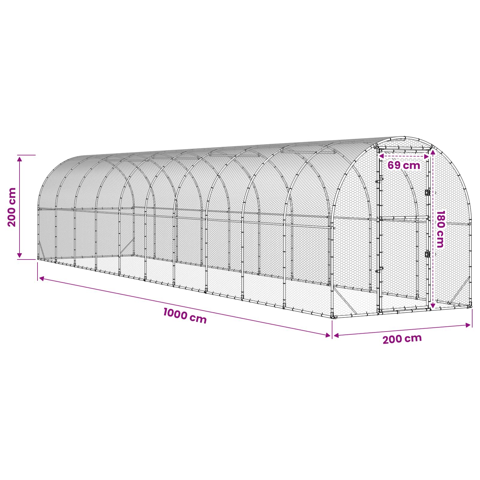 Kippenhok zilver 1000 x 200 x 200 cm Gegalvaniseerd staal image 8