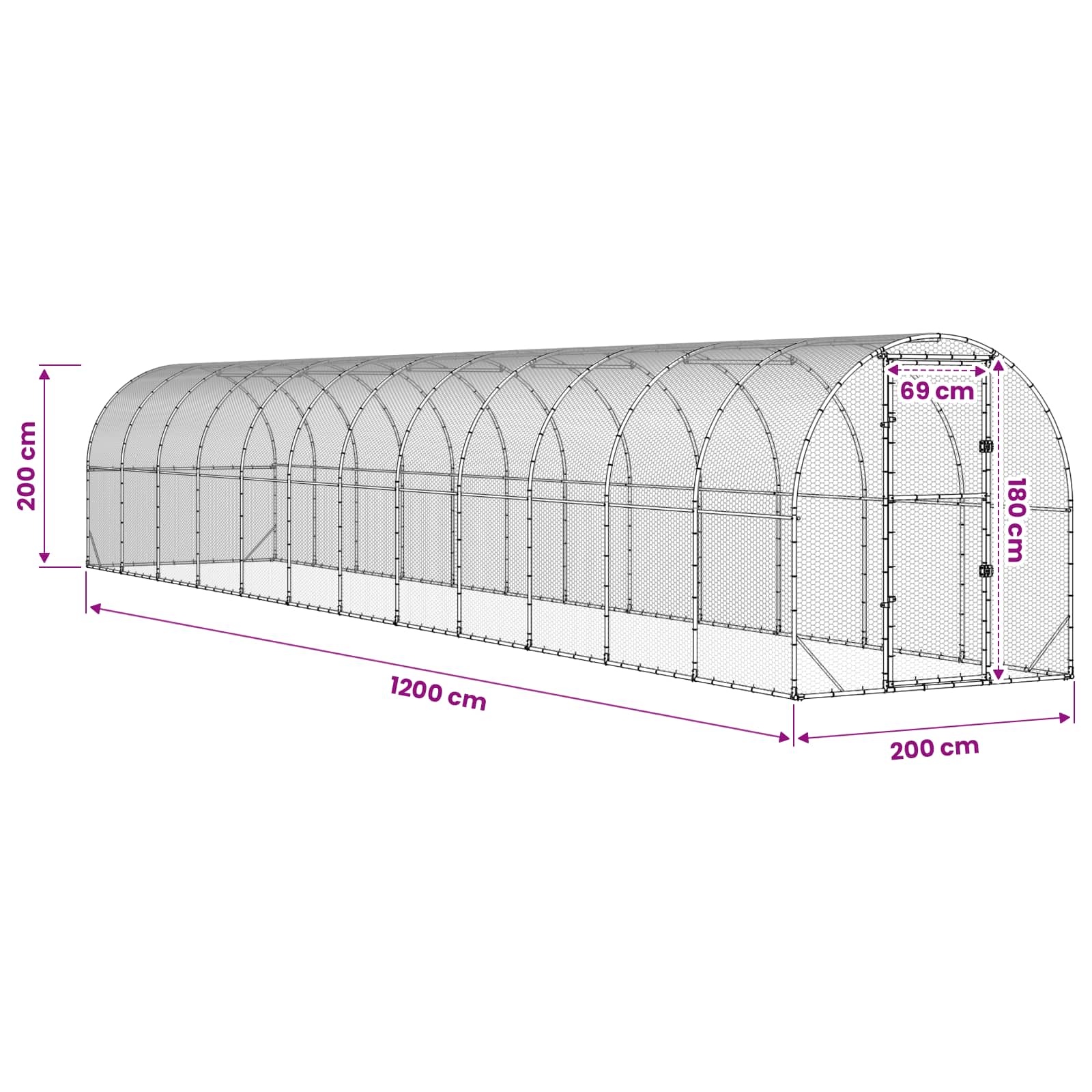 Kippenhok zilver 1200 x 200 x 200 cm Gegalvaniseerd staal image 8