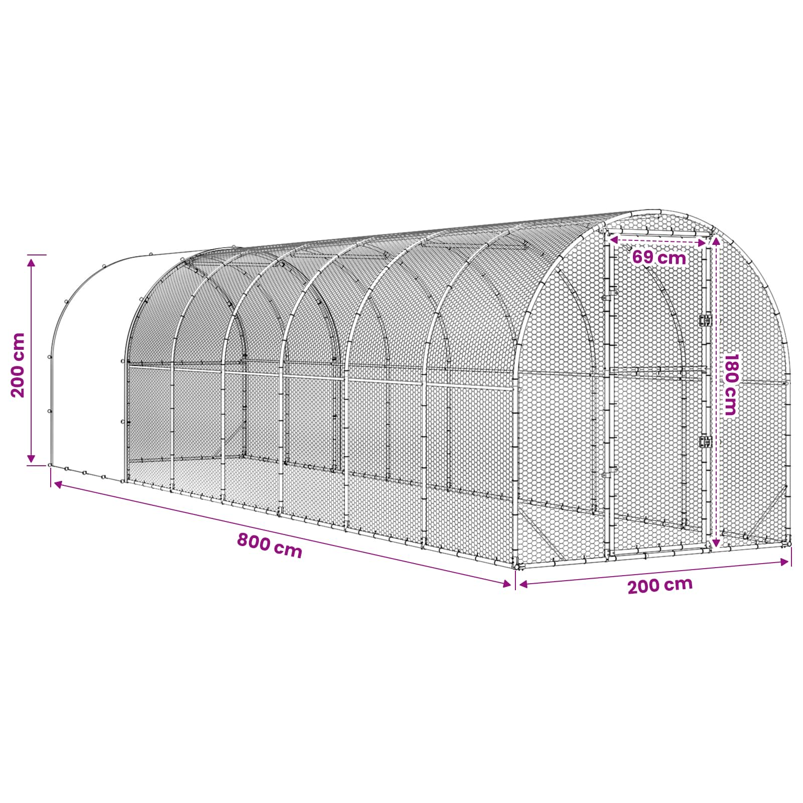 Kippenhok zilver 800 x 200 x 200 cm Gegalvaniseerd staal image 10