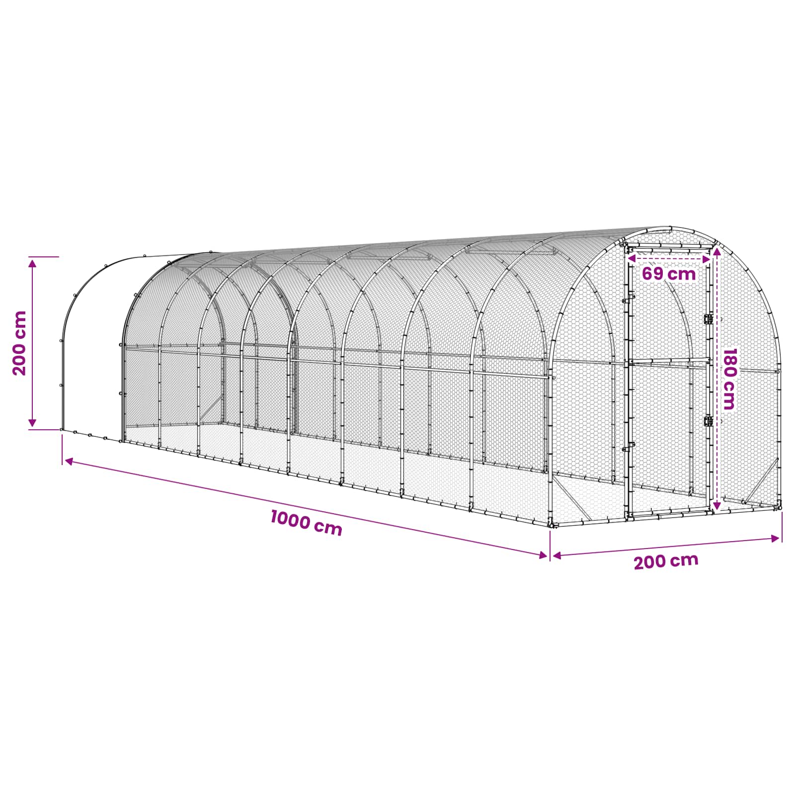 Kippenhok zilver 1000 x 200 x 200 cm Gegalvaniseerd staal image 9