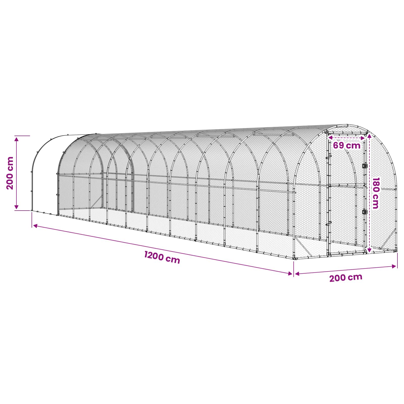 Kippenhok zilver 1200 x 200 x 200 cm Gegalvaniseerd staal image 9