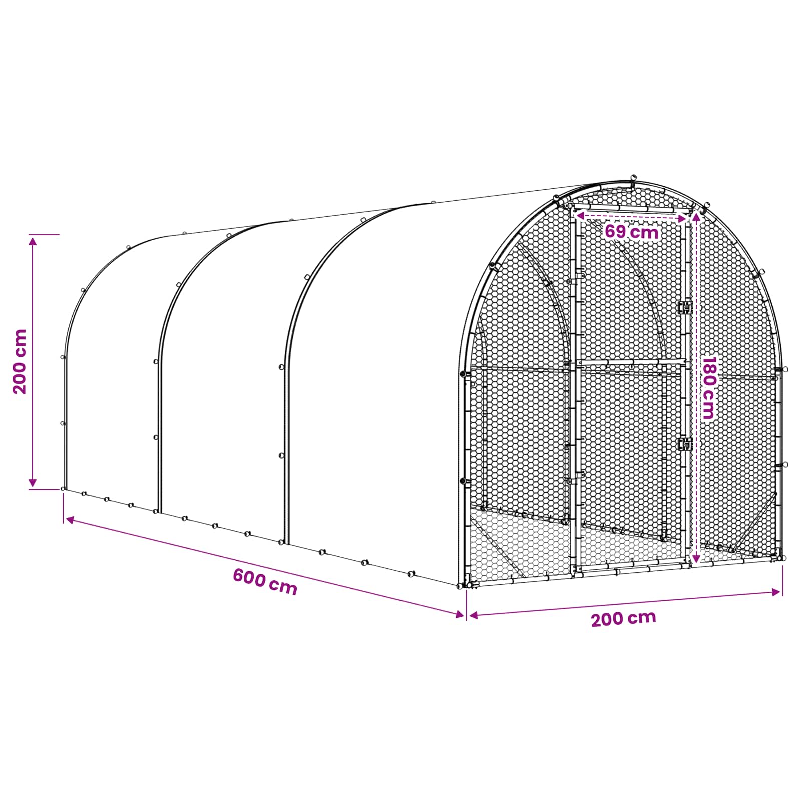 Kippenhok zilver 600 x 200 x 200 cm Gegalvaniseerd staal image 9