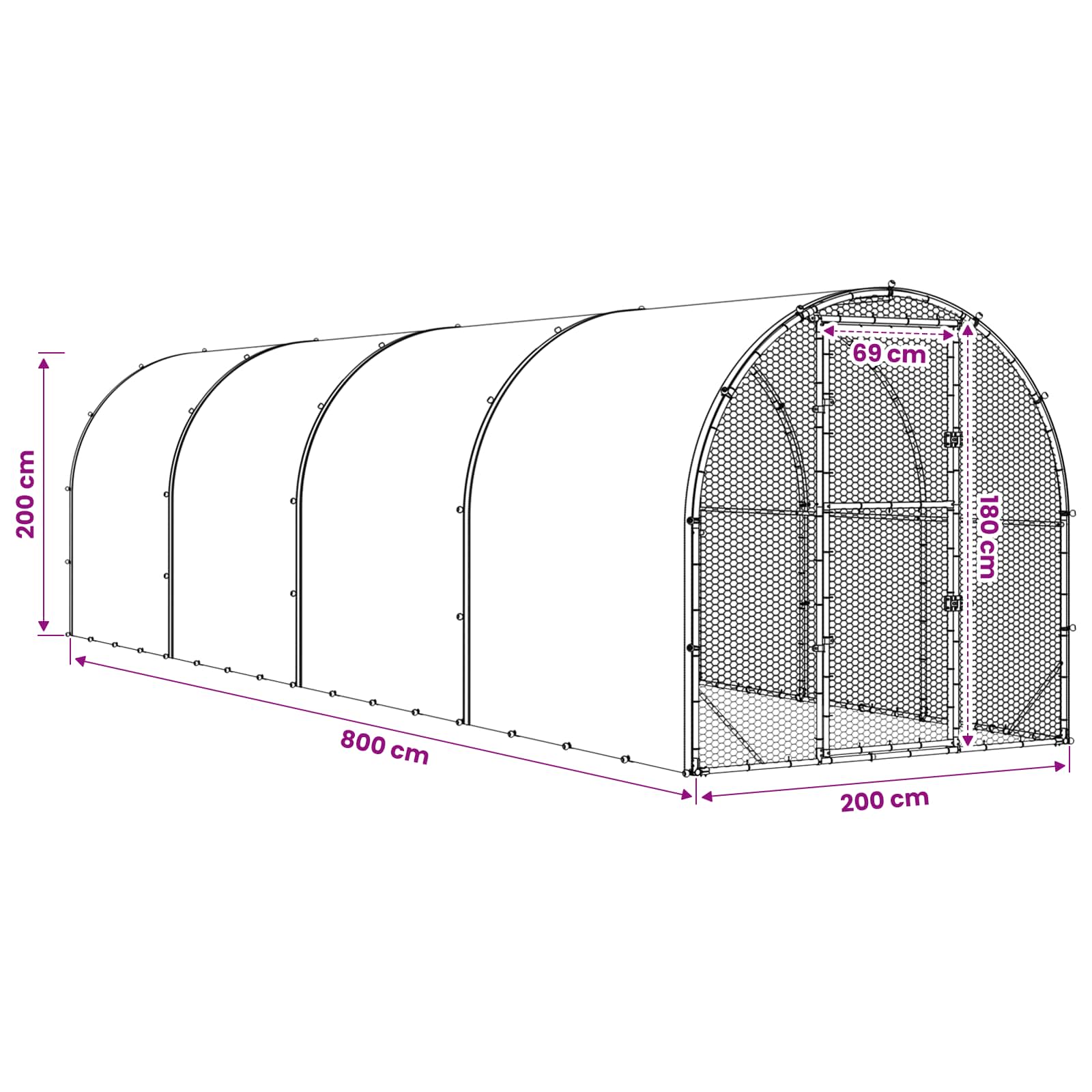 Kippenhok zilver 800 x 200 x 200 cm Gegalvaniseerd staal image 9