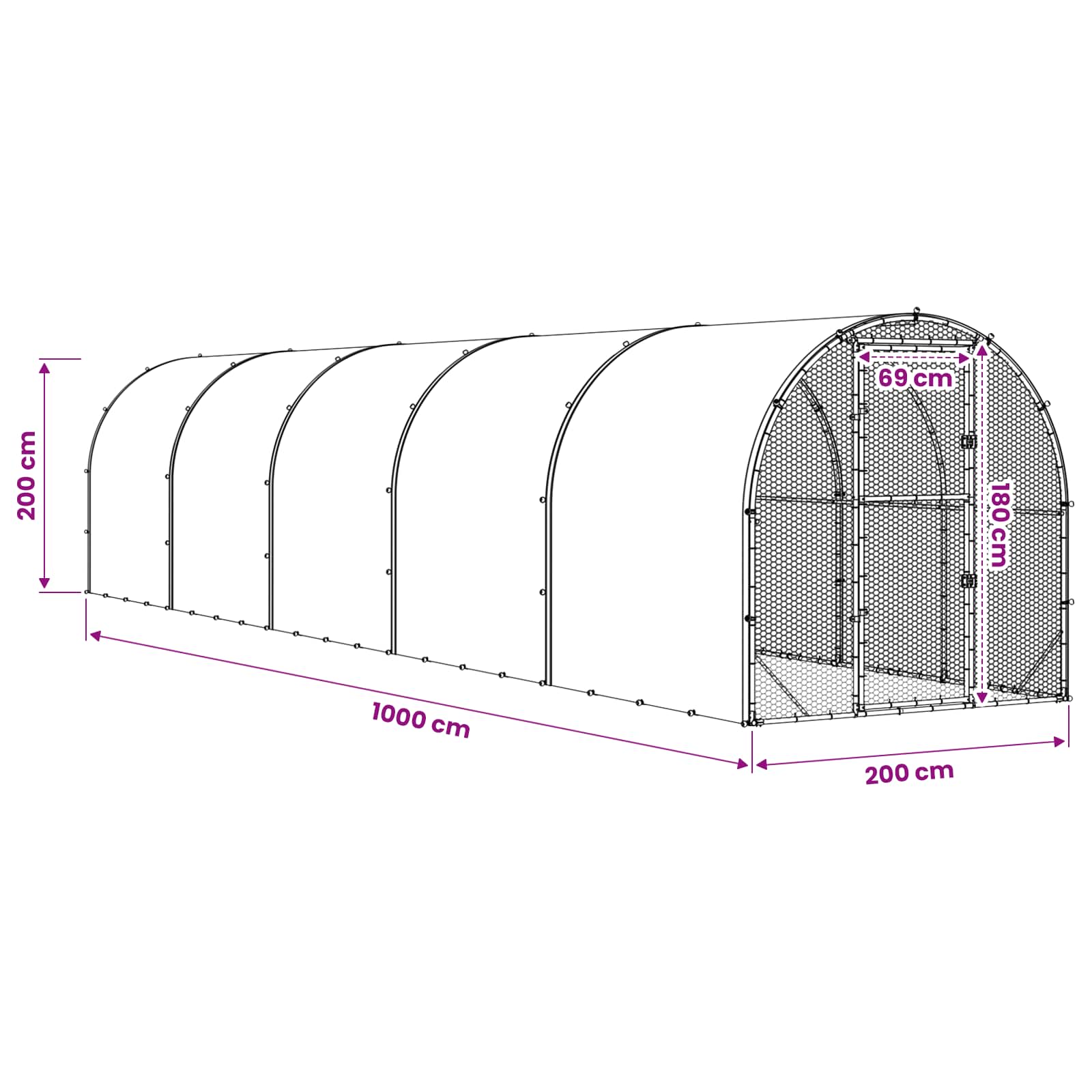 Kippenhok zilver 1000 x 200 x 200 cm Gegalvaniseerd staal image 9