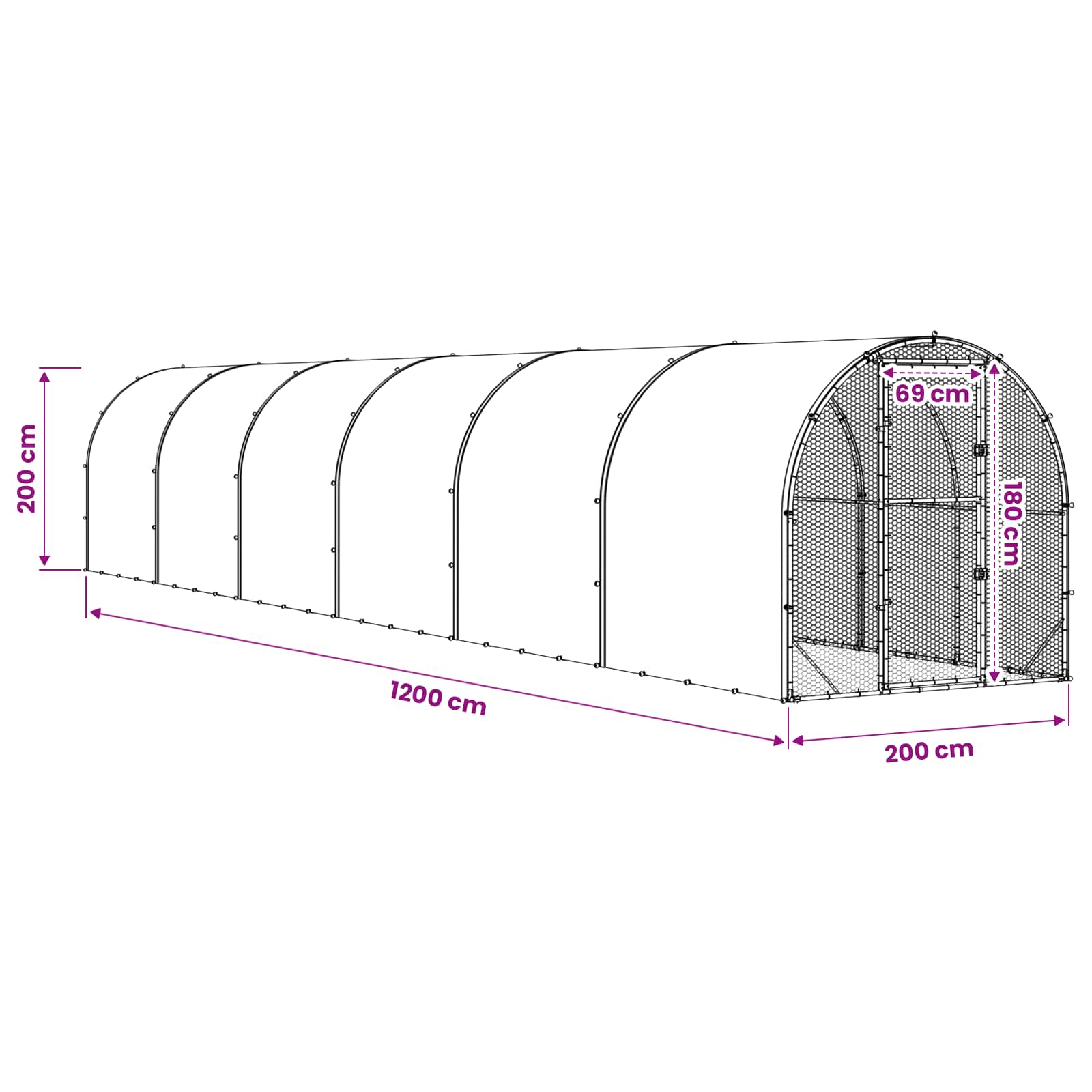 Kippenhok zilver 1200 x 200 x 200 cm Gegalvaniseerd staal image 9