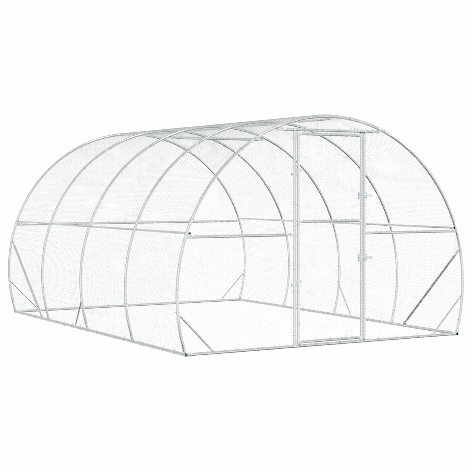 vidaXL Kyllingehus Sølv 400 x 300 x 200 cm Galvaniseret stål