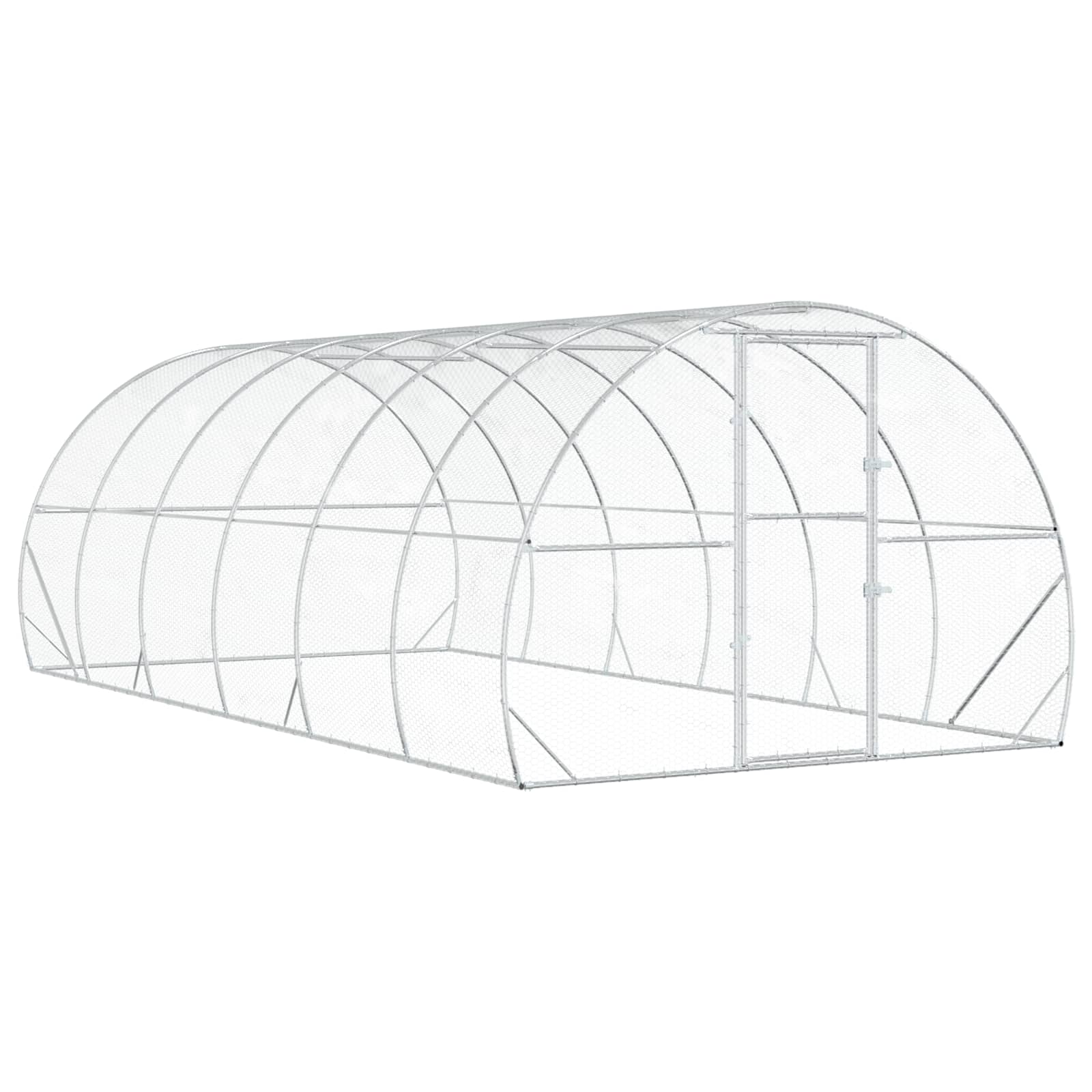 vidaXL Kyllingehus Sølv 600 x 300 x 200 cm Galvaniseret stål