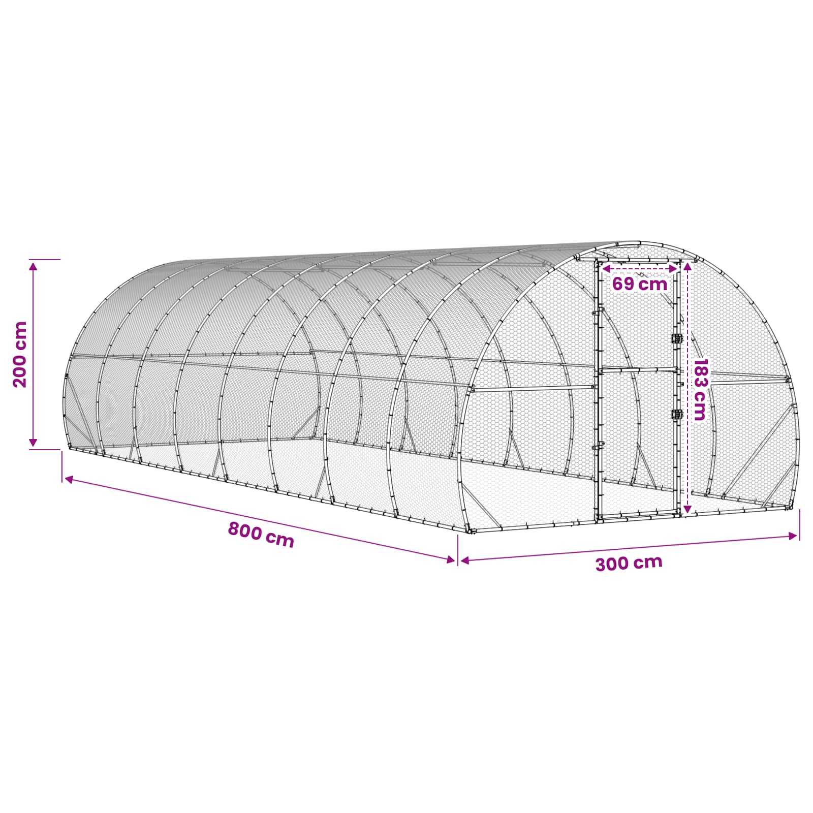 Kippenhok zilver 800 x 300 x 200 cm Gegalvaniseerd staal image 8