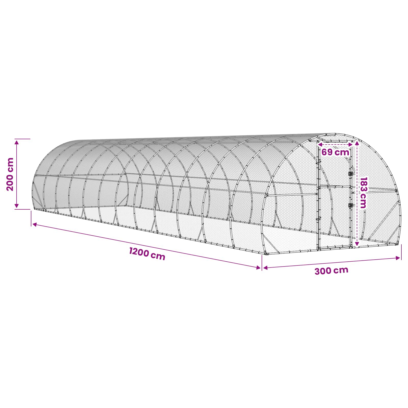 Kippenhok zilver 1200 x 300 x 200 cm Gegalvaniseerd staal image 9