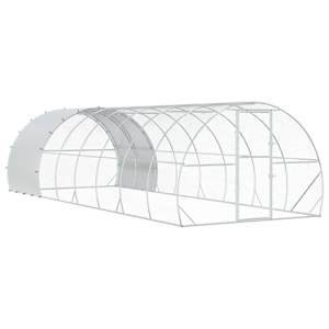 Hiša za kokoši Srebrna 800 x 300 x 200 cm Pocinkano jeklo