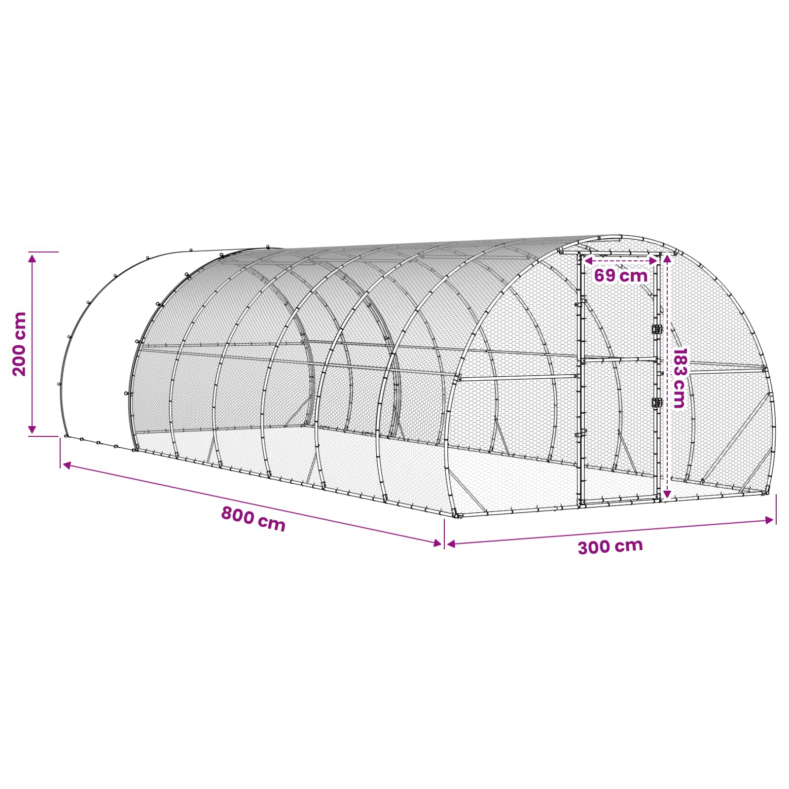 Kippenhok zilver 800 x 300 x 200 cm Gegalvaniseerd staal image 9