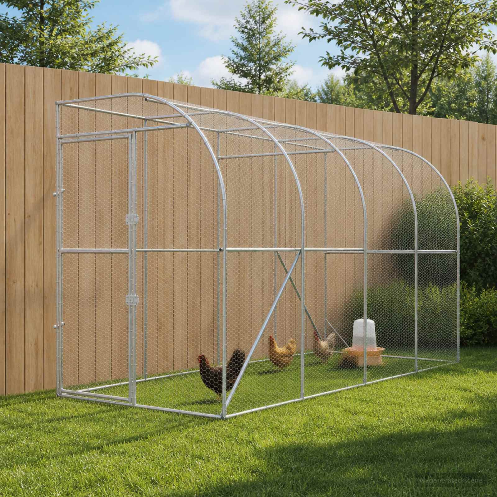 vidaXL Hønsehus Mod Væg Sølv 600 x 150 x 215 cm Galvaniseret stål