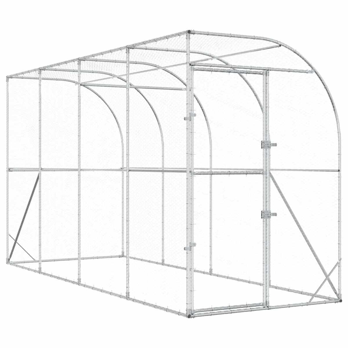 Hønsehus Mod Væg Sølv 600 x 150 x 215 cm Galvaniseret stål - Billede 2